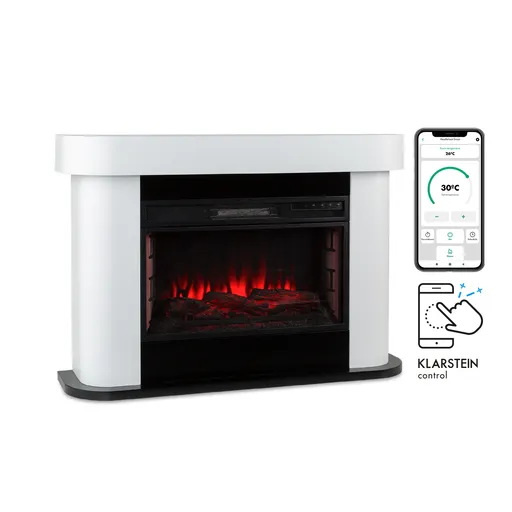 Klarstein Aargau Smart, șemineu electric, 1000/2000 W, LED, 18 - 27 ° C, cronometru săptămânal, alb