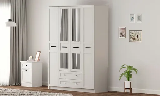 Dulap pentru haine, Hanah Home, Rb-168-01-010, 140x184x52 cm, Alb mat