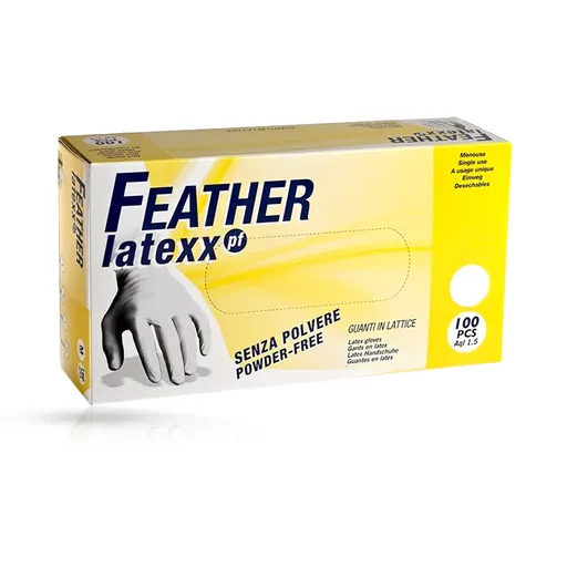 Manusi Albe Profesionale Latex Feather, Marime S, 100 buc