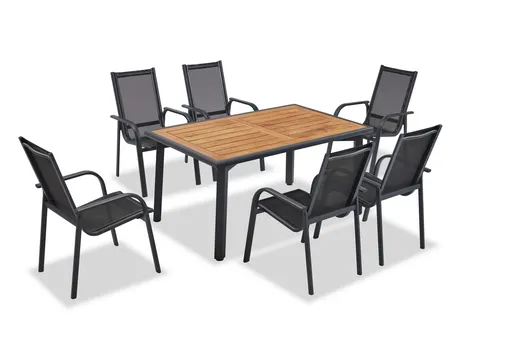 Set mobilier de gradina, Hanah Home, Berlin, Antracit / Lemn