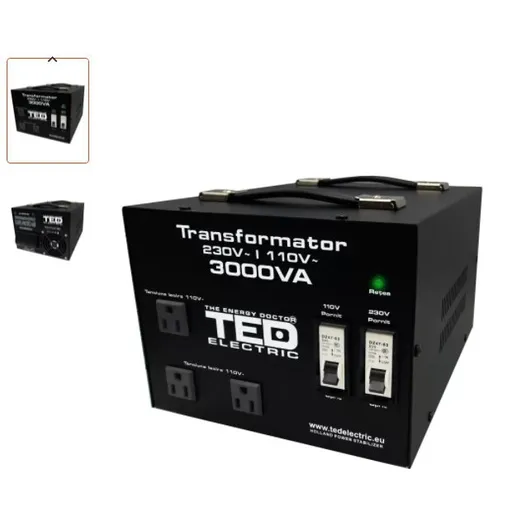 Transformator 230-220V la 110-115V 3000VA / 2400W cu carcasa TED000248