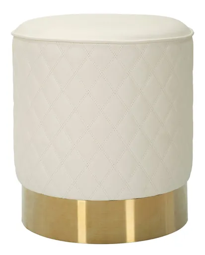 Taburet Sharon, Mauro Ferretti, 36x36x39 cm, piele ecologica/lemn de pin/metal, alb/auriu