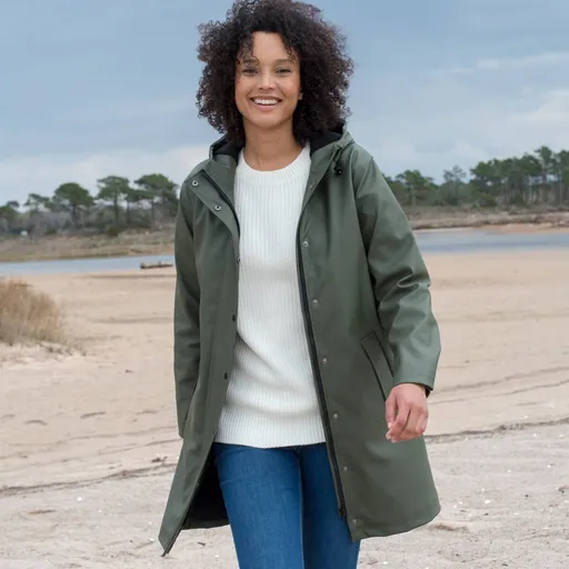 Jachetă lungă impermeabilă cu căptușeală din fleece, poliester reciclat