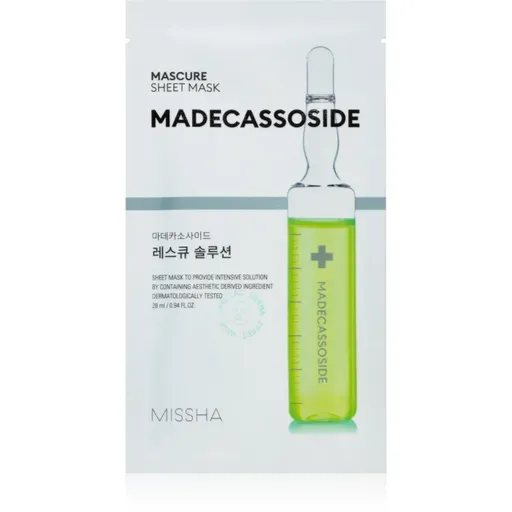 Missha Mascure Madecassoside mască textilă de îngrijire pentru piele sensibila si iritabila 28 ml