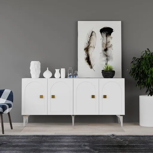 Consola, Hanah Home, Owen, 150x79x40 cm, Alb/Auriu