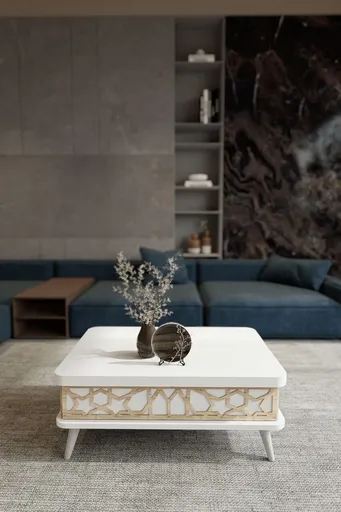 Masuta de cafea, Hanah Home, Ottowa Ada, 90x38x60 cm, PAL, Alb