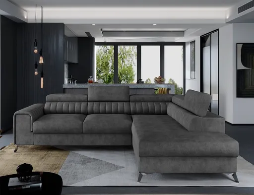 Coltar extensibil dreapta 4 locuri, ELTAP, Lau-29, Laurence, 278x205x92 cm, lemn/poliester, graphite deschis