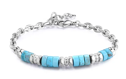 S'Agapõ Brățară de oțel pentru bărbați cu turcoaz Riot SRT31