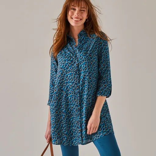 Tunică evazată cu imprimeu de blană de animale