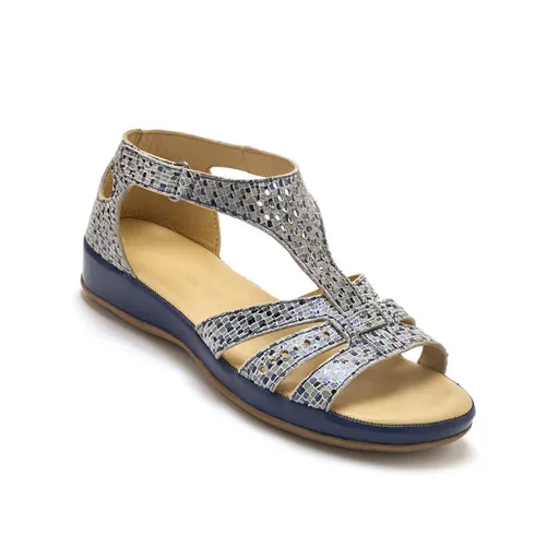 Sandale din piele cu imprimeu Pédiconfort, toc wedge