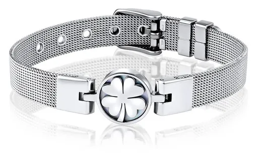 Silvego Brățară din oțel cu trifoi cu patru foi KMM111134