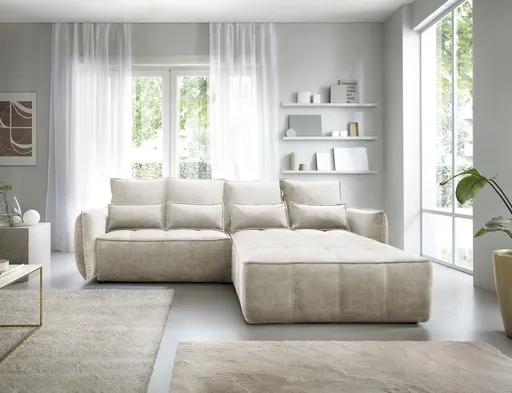 Coltar extensibil dreapta 4 locuri ELTAP, RT-18MAN, Campo, 265x196x88 cm, lemn/poliester, bej