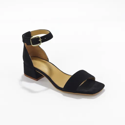 Sandale din piele, cu toc