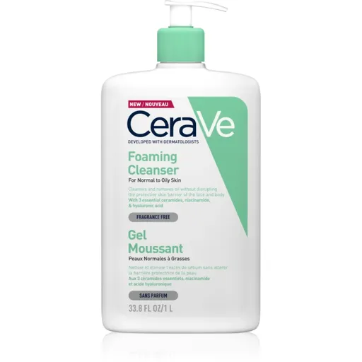 CeraVe Cleansers Foaming Cleanser gel spumant de curatare pentru piele normala si grasa 1000 ml