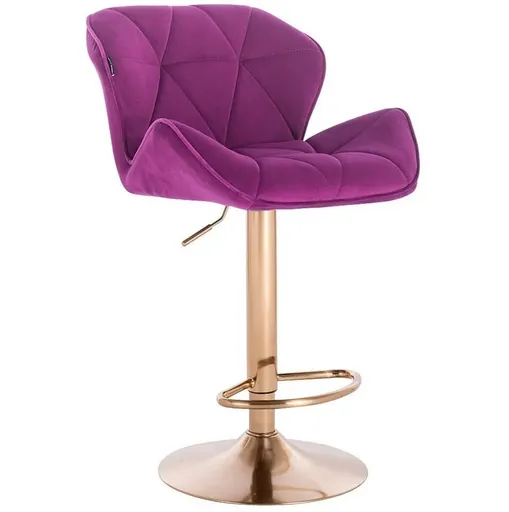 Scaun Make-up Vivid Color cu Baza Aurie, Reglabil pe Inaltime, Velur