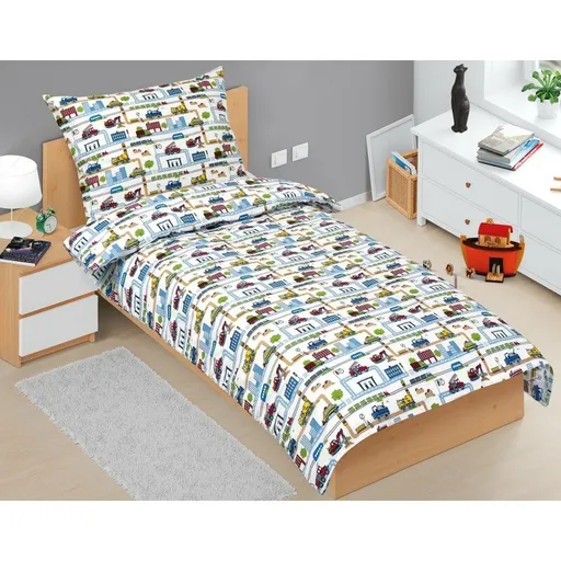 Bellatex Lenjerie de pat din bumbac pentru copiiJunior Oraș verde, 140 x 200, 70 x 90 cm