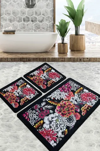 Set covorase de baie, L'essentiel Maison, Floreale Djt, Poliester, Multicolor