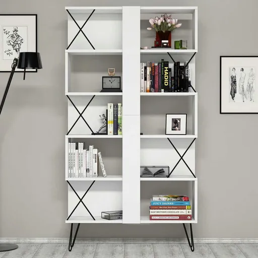 Corp biblioteca, Hanah Home, Extra, 90x167.3x22 cm, Alb