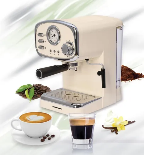 Espressor Retro Cream, Heinner, 1100W, 15 Bar, 1.25L, bej