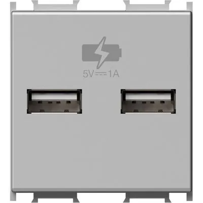 Modul Incarcator 2*USB 5V 1A 2M argint, TEM Modul TEM-EM65ES-U