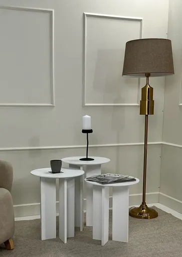 Set masute de cafea, Hanah Home, Leo (55 + 50 + 45), Alb