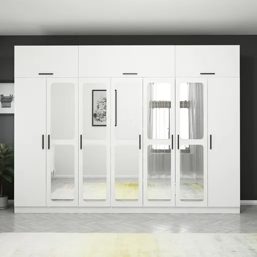 Dulap pentru haine, Hanah Home, Kale, 315x235x52 cm, Alb