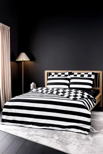 Lenjerie de pat dubla, L'essentiel Maison, Code, Bumbac Ranforce, Negru