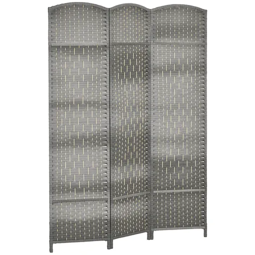 HOMCOM Paravan interior din lemn 3 panouri separator de cameră pliabil pentru sufragerie dormitor 135 x 180 cm gri | Aosom Romania
