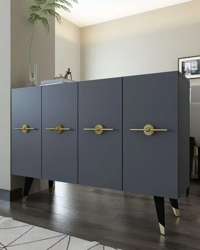 Consola, Hanah Home, 8169KM-32, 120x80x29.6 cm, PAL , Antracit / Aur