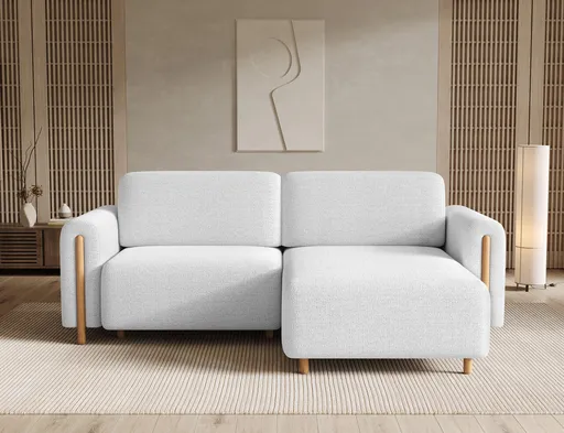 Coltar extensibil dreapta 3 locuri ELTAP, RT-O-01ROY, Acossta, 244x154x95 cm, lemn/poliester, alb/natur