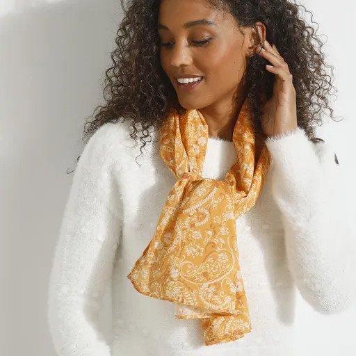 Eșarfă imprimată 198 x 38 cm, fabricată în Franța