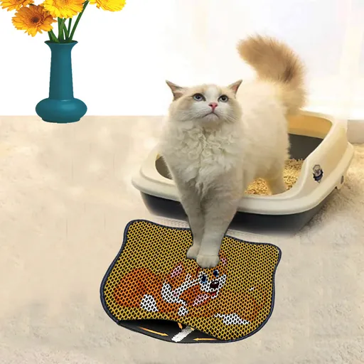 Covoras litiera pentru colectarea granulelor de nisip, Paws & Whiskers, Kdkafa0021, 50% PVC/50% poliester, Multicolor