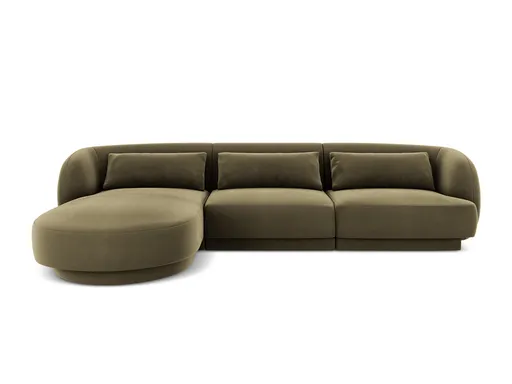 Coltar stanga 4 locuri, Tulum, Cosmopolitan Design, 255x156x70 cm, catifea, verde