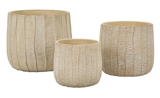 Set 3 ghivece Cachepot, Mauro Ferretti, 30.5x27 cm, ceramica, crem