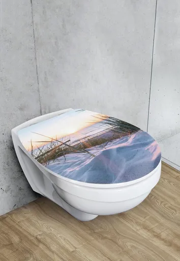 Capac de toaleta cu sistem automat de coborare Baltic, Wenko, 38.8x45 cm, termoplastic/plastic, multicolor