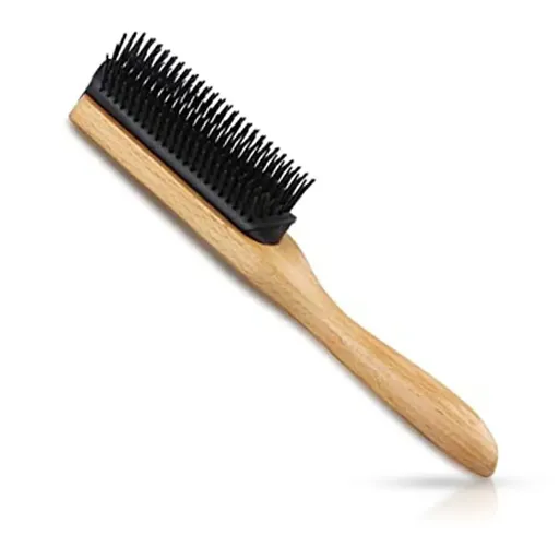 Perie de Par cu 9 File din Lemn - Negru