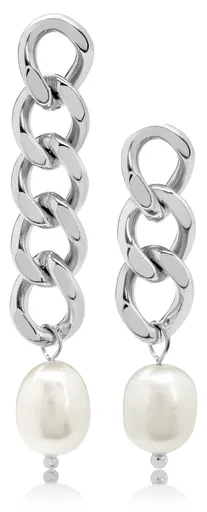 Troli Cercei asimetrici din oțel cu perle baroc VAAXF344S