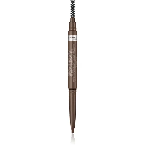 Rimmel Brow This Way creion pentru sprancene perie 2 in 1 culoare 002 Medium Brown 0.25 g
