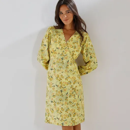 Rochie scurtă cu decolteu încrucișat și imprimeu