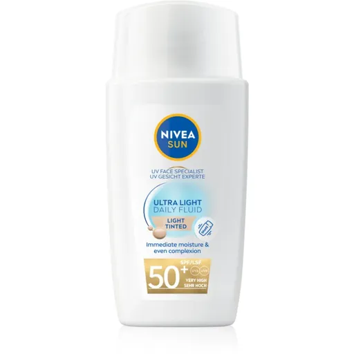 NIVEA SUN Ultra Light Fluid nuantator cu textura usoara SPF 50+ culoare Light 40 ml
