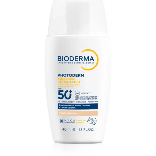 Bioderma Photoderm XDefense Tinted fluid protector tonifiant pentru față SPF 50+ culoare 01 Very Light 40 ml