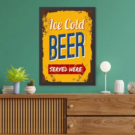 Tablou decorativ, Ice Cold Beer (55 x 75), Polistiren, Multicolor