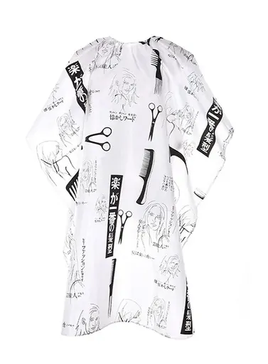 Pelerina Tuns cu fundal alb si desen negru