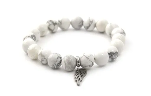 Agato Brățară cu mărgele din howlit alb MINK30/17