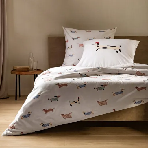 Lenjerie de pat pentru o persoana Teckel, Homla, 2 piese, 140x200 cm, bumbac, multicolor