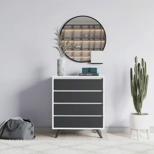 Dulap, Hanah Home, Suvera, 70x86x40 cm, Alb / Antracit