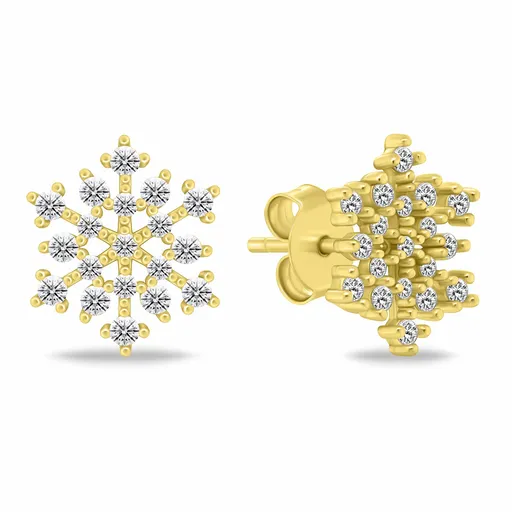 Brilio Silver Cercei strălucitori placați cu aur fulg de zăpadă cu zirconii EA1247Y