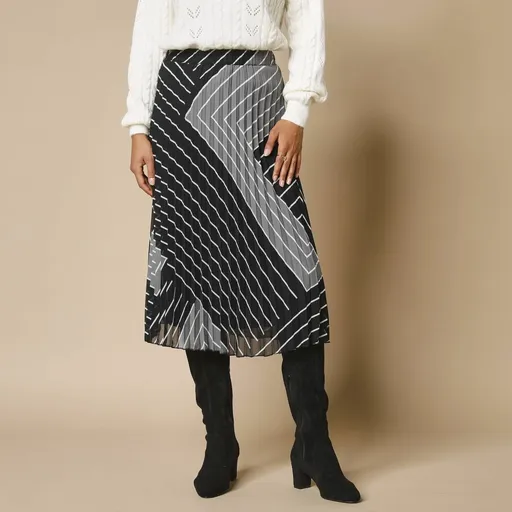 Fustă evazată plisată, design grafic