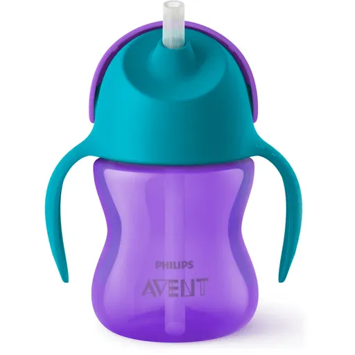 Philips Avent Bendy Straw SCF796/02 9m+ ceasca cu pai flexibil Purple 200 ml