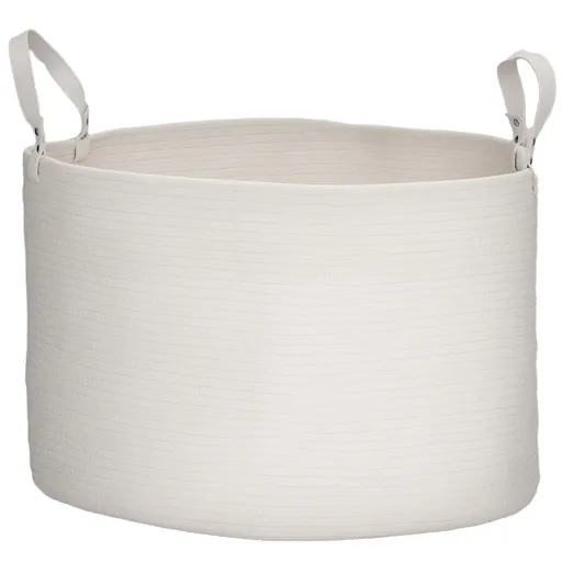 HOMCOM Coș pentru Rufe de 88L, Portabil și Pliabil cu Mânere, Coș de Rufe din Bumbac Natural, Ø56x35,5 cm, Alb Crem | Aosom Romania